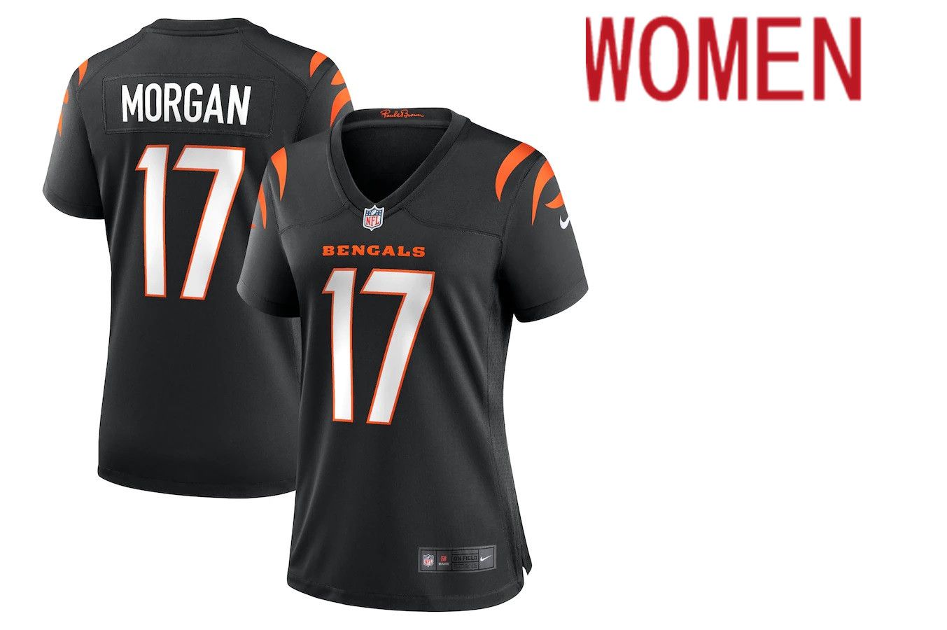Women Cincinnati Bengals #17 Stanley Morgan Nike Black Player Game NFL Jersey->women nfl jersey->Women Jersey
